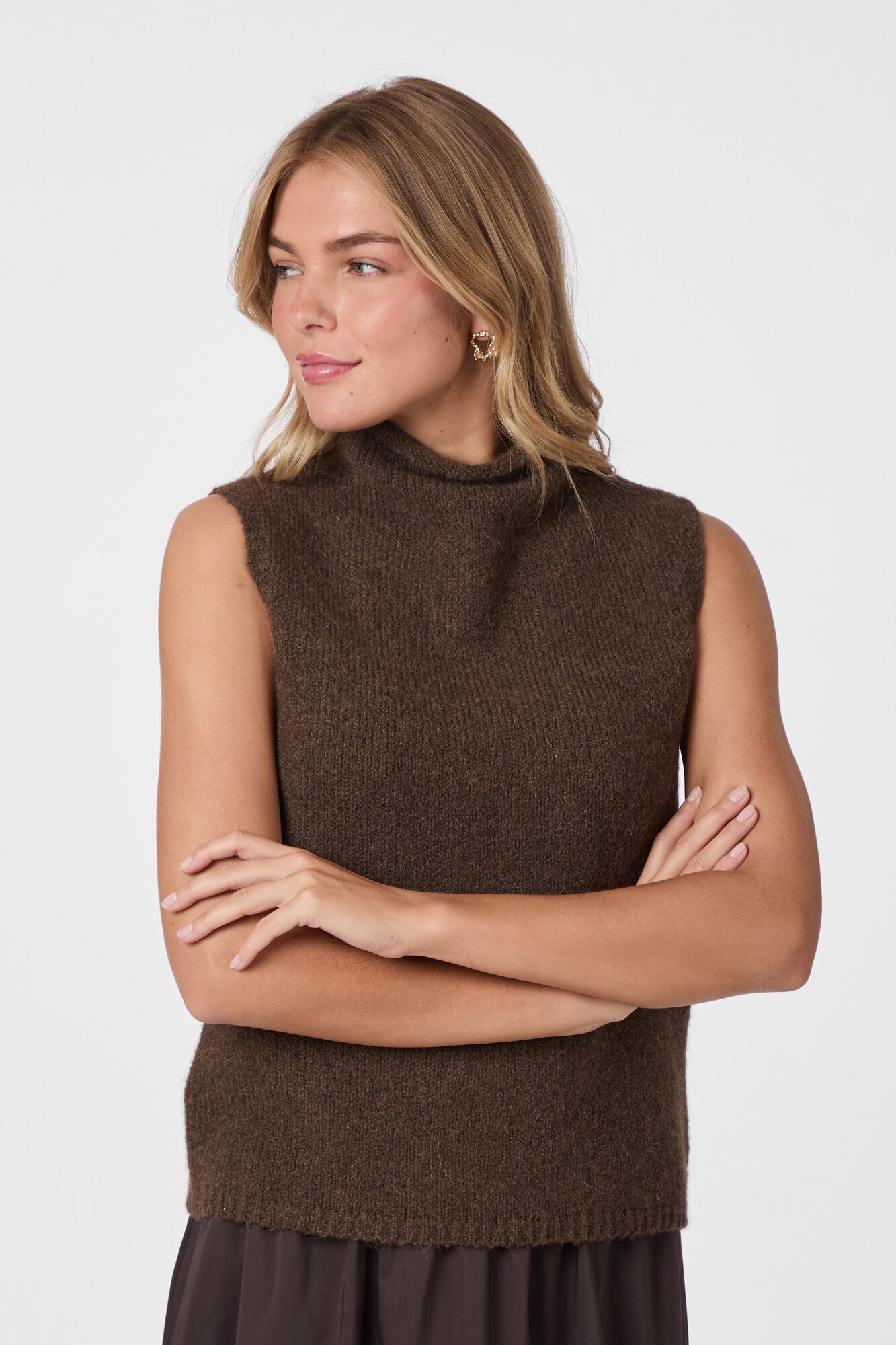 Odelia strik top - Brown Melange